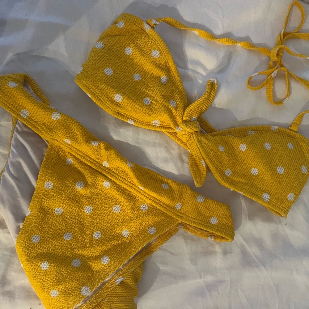 Yellow Polka Dot Bikini Set